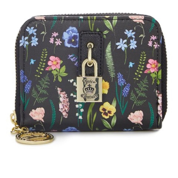 Juicy Couture Handbags - Juicy Couture | Purple & Black 4.5'' Field Floral Wallet